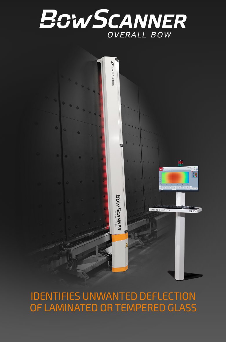BowScanner measures overall bow. Identifies unwanted deflection of laminated or tempered glass