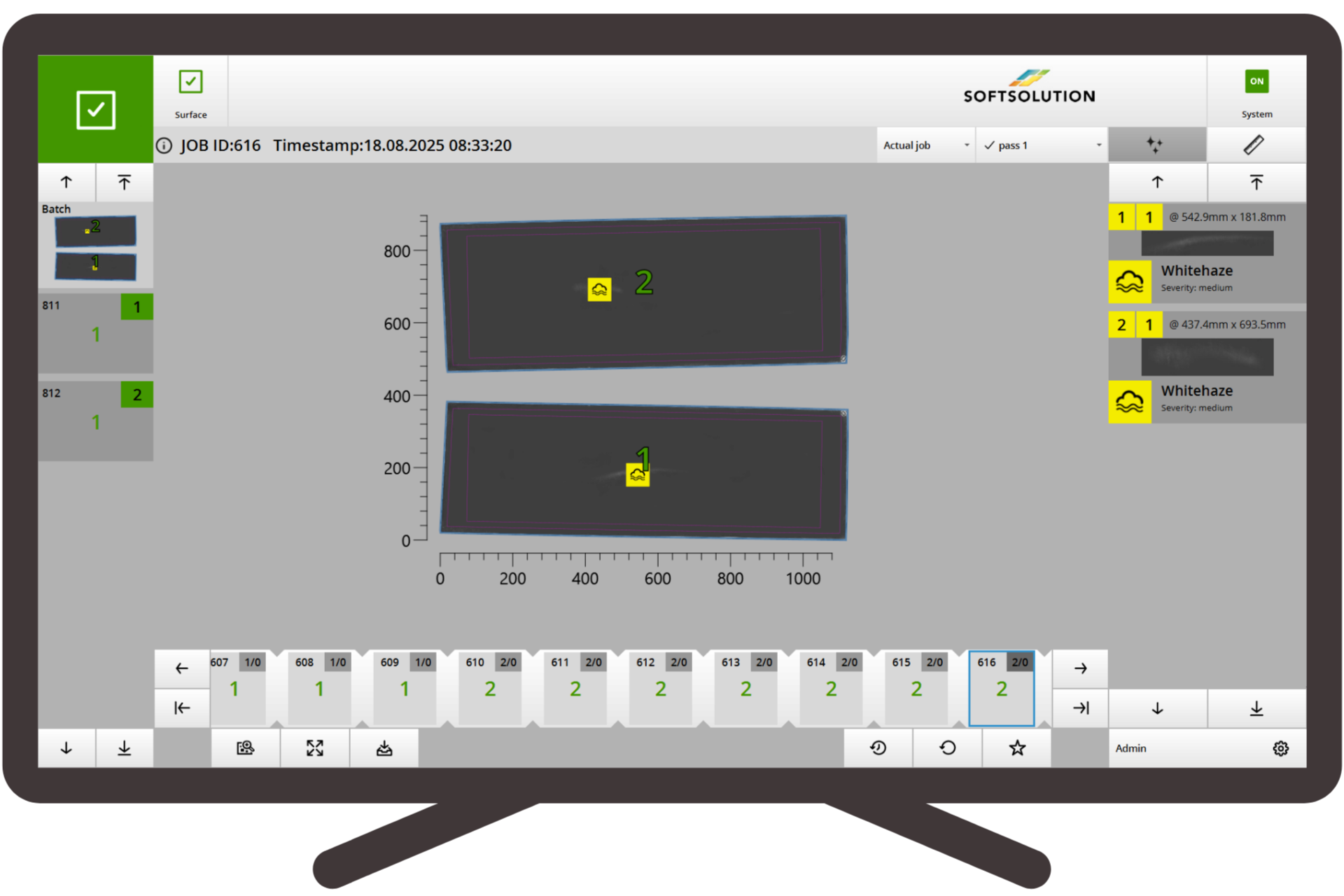 Softsolution Monitoranzeige zur Weißschleierklassifizierung